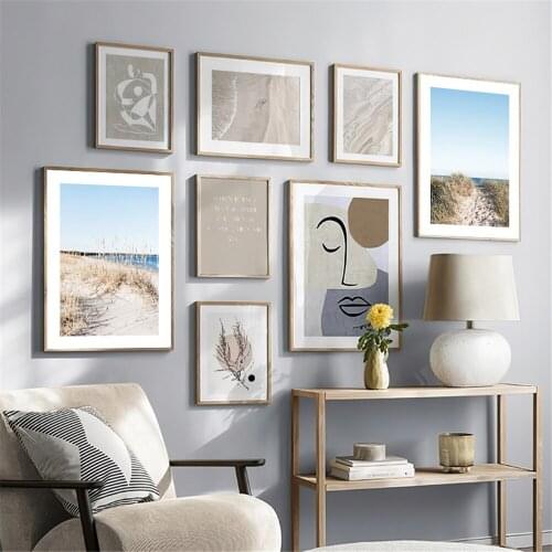 Beach Weeds Landscape Wall Art Poster Abstract Face Leaf Flower Line Drawing Print Canvas Painting Nordic Pictures Home Decor