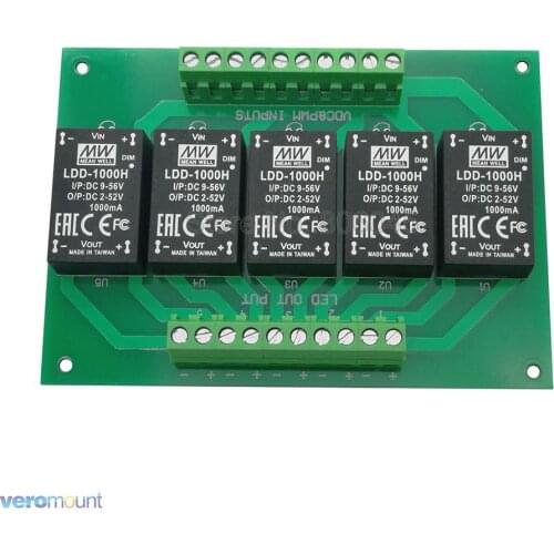 Meanwell LDD1000H DC - DC Constant Current Step-Down 5 Channel LED Driver +PCB Board For DIY 5 Channel Aquarium Fish Tank