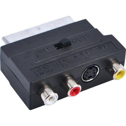 RGB Scart to 3 RCA S-Video Adapter Composite RCA SVHS S-Video AV TV Audio For Video DVD Recorder TV Television Projector