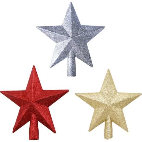 Christmas Glittering Star Christmas Tree Topper Shatter-Resistant Plastic Festive Christmas Tree Decoration Gift Party Supplies