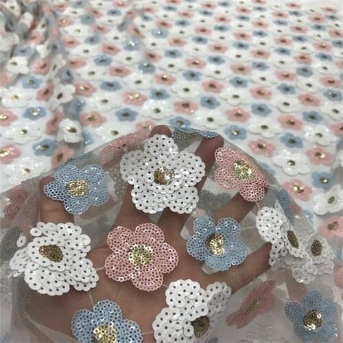 Lace142 3mm7mm Florals Mesh Sequined Fabric Quality Dress Evening Dress Sequined Fabric Party Decoration Clothes