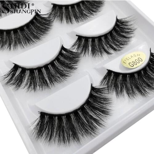 SHIDISHANGPIN 5 Pairs Mink Eyelashes Natural Long 3d Mink Hair Lashes Handmade Eyelashes Extension Lashes Makeup False Eyelashes