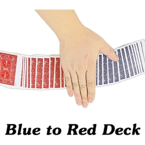 Blue to Red Deck Card Bicycle Rider Back Playing Cards Mentalism Magic Props Gimmicks Magic Tricks for Professional Magician