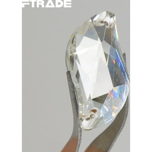 Super Shiny S Shape Glass Sew-on Rhinestones Clear Crystal Flatback 2 holes Sewing Beads For Party Dress 6x12mm 10x20mm 15x30mm