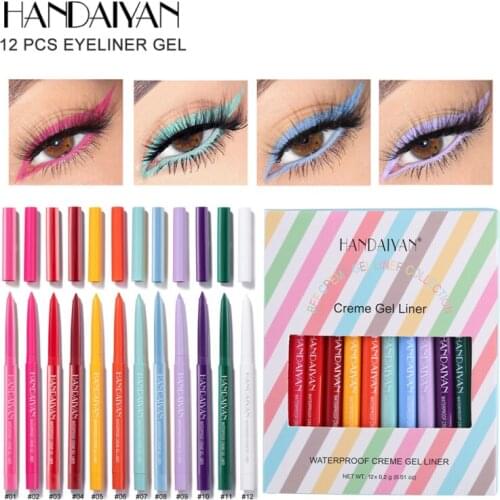 Ultra-fine Eyeliner Gel 12 Colors DIY Waterproof Creme Gel Liner Sweatproof Non-smudge Eye Pencil Cosmetic Long-lasting TSLM1