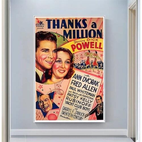 V2207 Thanks a Million Vintage Classic Movie Wall Silk Cloth HD Poster Art Home Decoration Gift