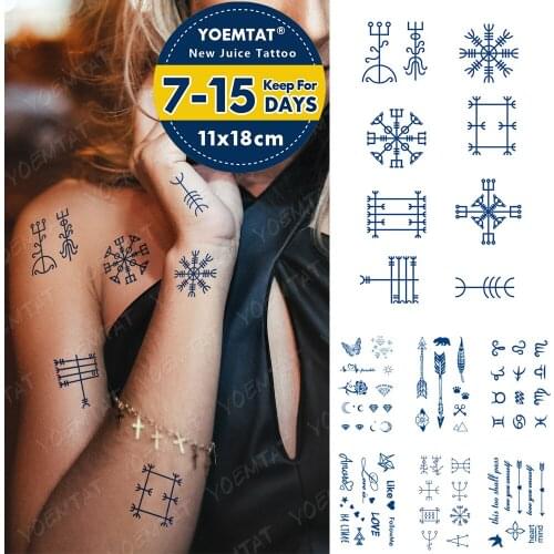 Juice Lasting Waterproof Temporary Tattoo Sticker Line Constellation Flower Starry Letter Flash Small Tatoo Kid Cute Fake Tatto