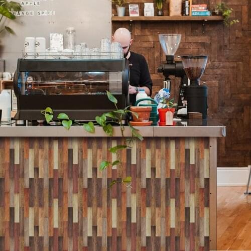 WDT002 Simulation 20pcs*10cm*10cm wood grain tile stickers retro brick pattern floor stickers self-adhesive waterproof DIY w