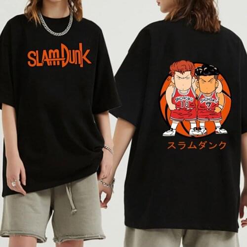 Japanese Fashion Anime Slam Dunk Unisex T-shirt Streetwear Kawaii Short Sleeve Sport Casual Tees