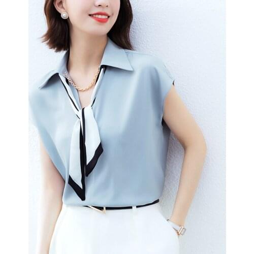 2021 New Fashion Chiffon Women Tops Short Sleeve Turn-down Collar Elegant Women Blouses Solid Color Casual Woman Clothing