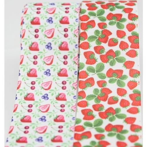 1-1/2" Cartoon fruit Strawberry printed 38mm grosgrain ribbon 10 yards DIY cute bows ribbons for wedding home decoration