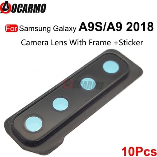 10Pcs For Samsung Galaxy A9S A9 2018 A920F A920 A9200 Back Rear Camera Lens Cover Frame With Sticker Replacement Parts