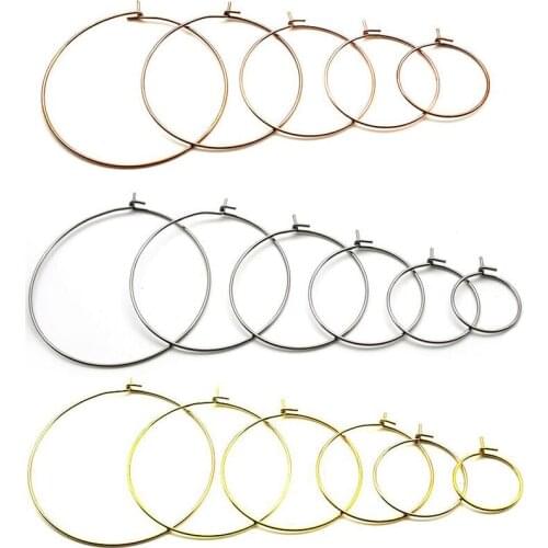 20pcs/lot Hoop Earrings for Women Stainless Steel Gold Plated Earrings Hoops Circle for DIY Earring Hooks Clasp Jewelry Making