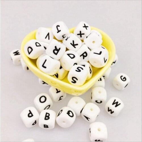 26Pcs Letter Silicone Beads Baby Teether Beads Chewing Alphabet Bead For Personalized Name DIY Teething Necklace 12mm