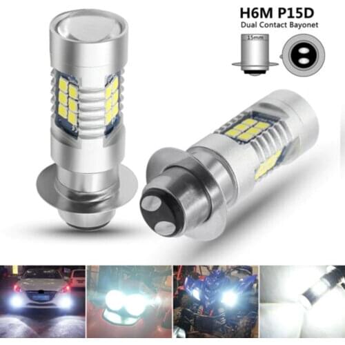 2X H6M LED Headlight 21SMD White Hi-Lo Beam P15D Motorcycle DRL Fog Light Bulb High Quality