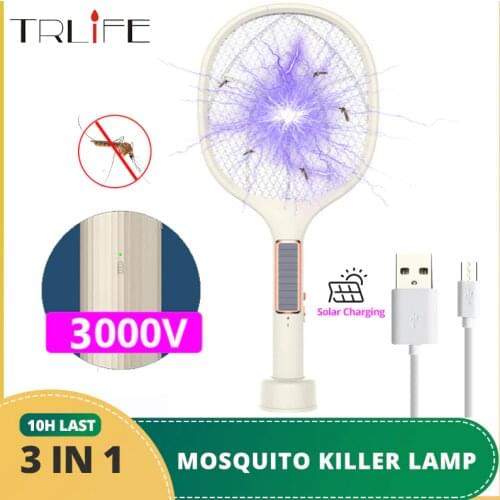 3 IN 1 10 LED Trap Mosquito Killer Lamp 3000V Electric Bug Zapper USB Rechargeable Summer Fly Swatter Trap Flies Insect
