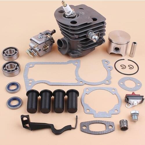 46MM Cylinder Piston Carburetor AV Buffer Choke Rod Gaskets Kit For Husqvarna 55 51 Chainsaw Compression Release Value Plug