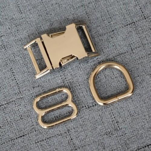 50 Sets 15mm 20mm 25mm Silver Metal Hardware D Ring Adjuster Belt Strap Slider Release Buckle For Paracord Dog Collar Accessory