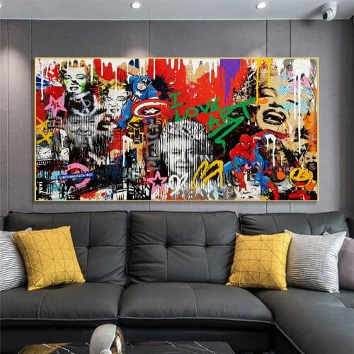 Abstract Style Graffiti Art Pop Art Canvas Painting Poster Prints Wall Art Picture for Living Room Home Cuadros Decoration