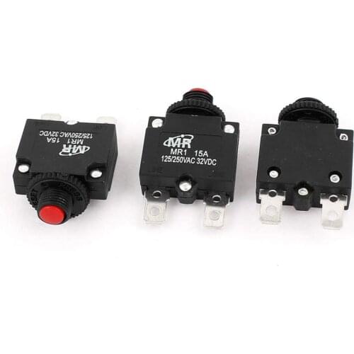 MR1 5A 10A 15A 20A Air Compressor Overload Protector Circuit Breaker AC125V/250V 15A 3Pcs