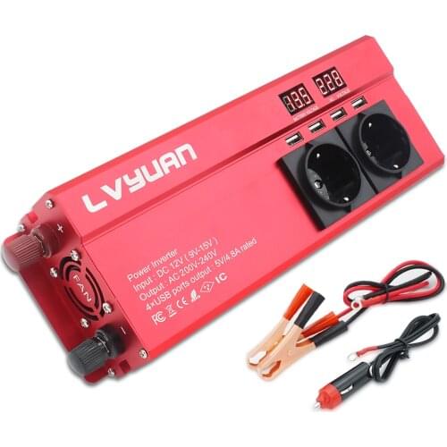 Car Inverter 6000W Peak DC 12V/24V To AC 220V LED Display & EU Plug Power Inverter Volts Converter Charger Inversor Transformer