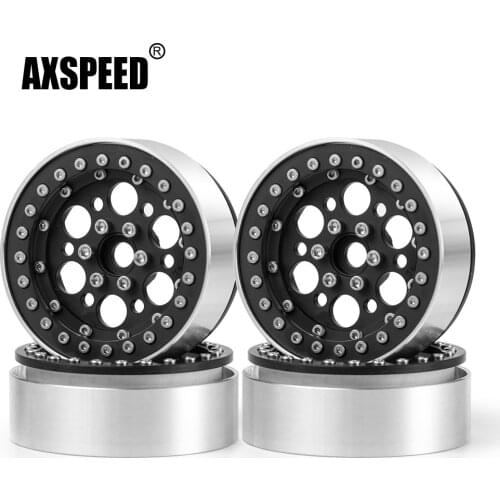 AXSPEED 4pcs 1.9'' Metal Alloy Beadlock Wheel Rims Hubs for 1:10 RC Rock Crawlers Cars SCX10 D90 TRX4
