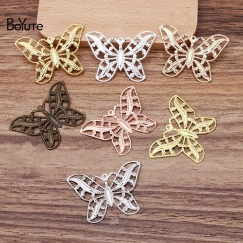 BoYuTe (50 Pieces/Lot) 32*44MM Big Butterfly Filigree Pendant Charms Diy Hand Made Jewelry Making Materials