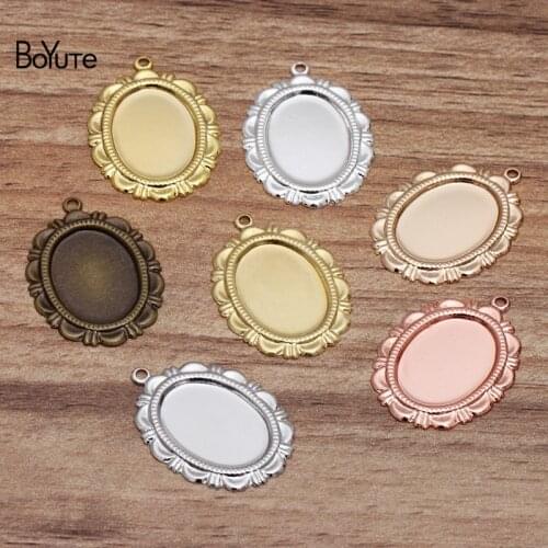 BoYuTe (50 Pieces/Lot) Metal Brass 13*18MM Cabochon Base Flower Pendant Blanks Tray Diy Handmade Jewelry Accessories