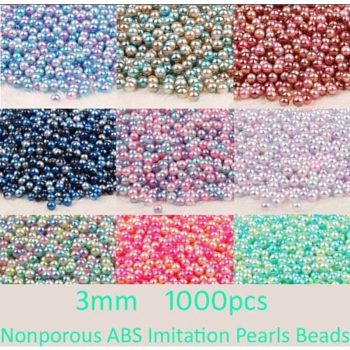 Free Shipping 3mm 1000pcs 12 colors,Nonporous ABS Imitation Pearls Beads, Making jewelry diy beads, Jewelry Handmade necklace