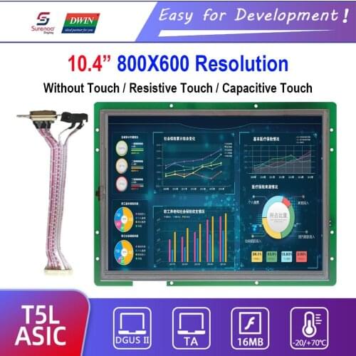 Dwin T5L HMI Intelligent Display, DMG80600C104_03W 10.4" 4:3 800X600 LCD Module Screen Resistive Capacitive Touch Panel