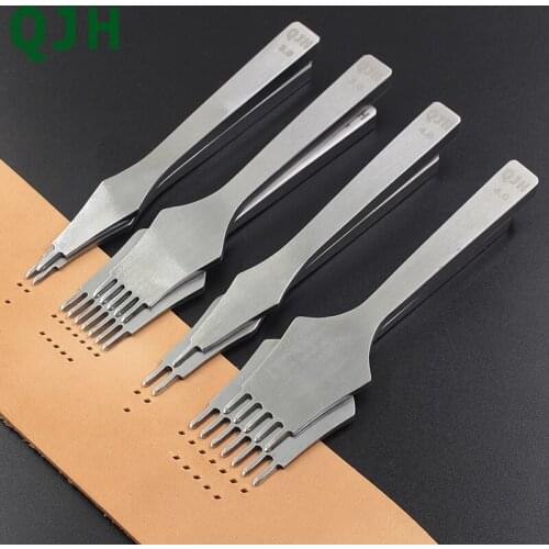 QJH Leather Chisel Punch Suture Tool Diamond Barbed Iron Leather Craft Tool Fully Polished 3/4mm 1-2-5-67 Teeth
