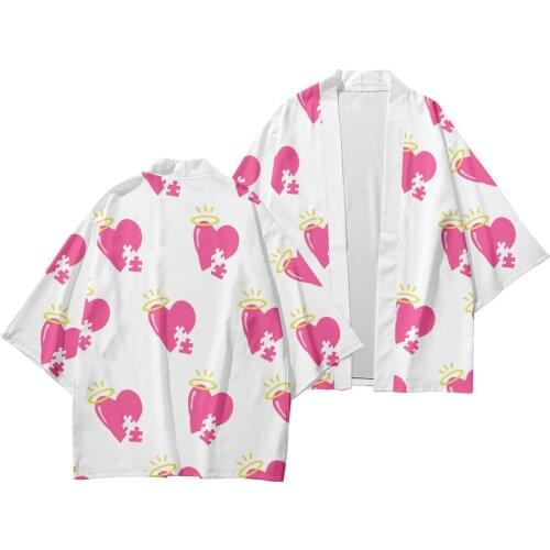 Couple Summer Printed Kimono Cardigan Men Japanese Traditional Casual Loose Thin Set Coat Pants Asian Clothes Harajuku