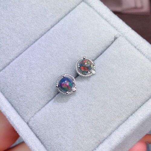 Natural Opal Colorful Earring Women Exquisite Style Stud Earring for New Year Christmas Gifts