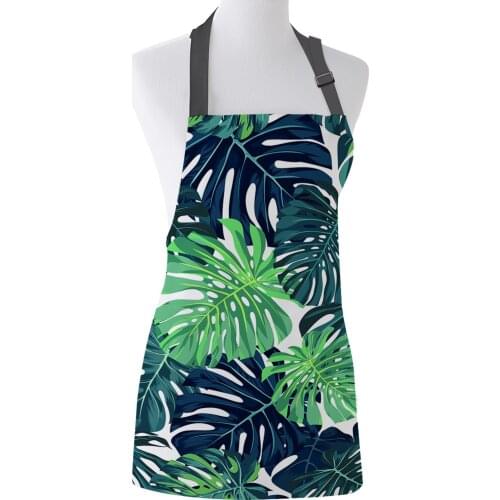 Summer Rainforest With Tropical Leaves Print Apron Print Unisex Kitchen Bib with Adjustable Neck for Cooking Gardening