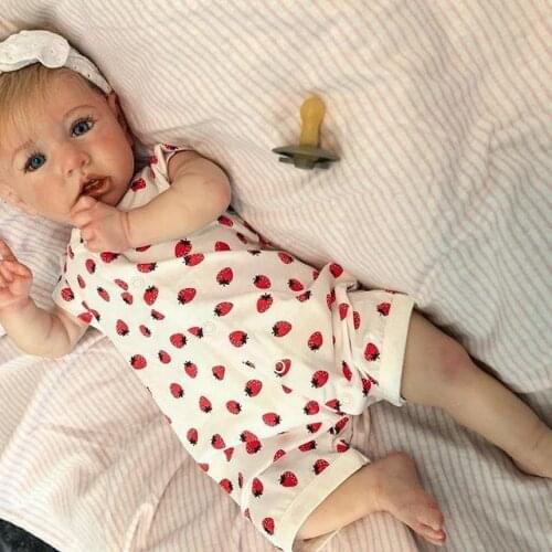 55CM Reborn Baby Dolls 22" Newborn Realistic Babies doll Girl Toddler Full Soft Silicone Bonecas with Crooked mouth toys