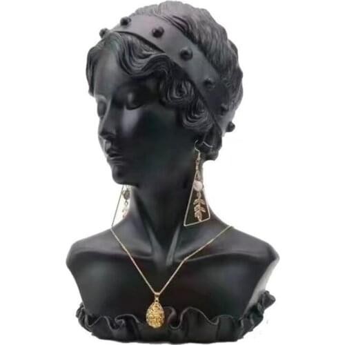 Hot Selling Gem Lightbox Spectacles Luxurious Beautiful Girl Resin Model Earrings Necklace Jewellery Stand Necklace Display