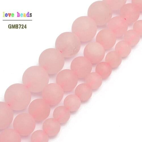 Matte Pink Stone Round Loose Beads For Jewelry Making Diy Bracelet Necklace 6/8/10mm Pick Size 15inches