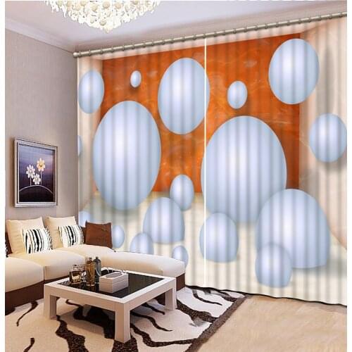 Curtains For Fashion Window Three-dimensional white ball thick Shading 3D Curtain Parlour Room Blackout Curtains decor