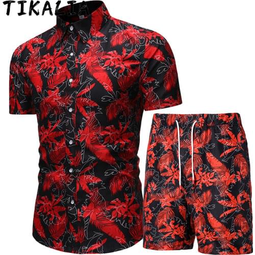 Summer Set Men Shorts Set Floral Print Hawaiian Shirt and Shorts Beach Wear Holiday Clothes Vocation Outfit Male Two Piece Set