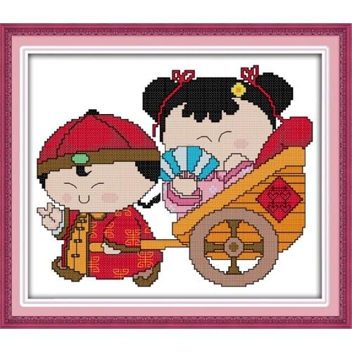The Golden Couple(4) cross stitch kit people 18ct 14ct 11ct count print canvas stitches embroidery DIY handmade needlework