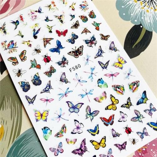 F-580-624-625-626 Color butterfly 3D Back glue Nail decal Nail sticker Nail decoration Nail art Nail tool Nail ornament