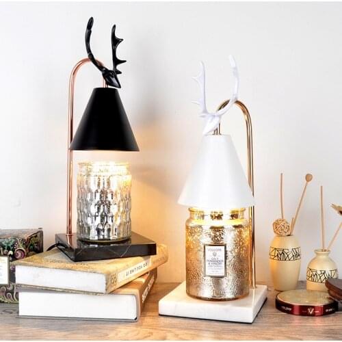 Marble table lamp bedroom bedside aromatherapy candle essential oil melting wax lamp melting candle lamp