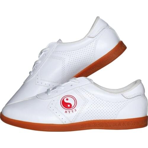 Tai chi shoes soft leather cowhide eleusine indica bottom taiji kung fu female athletic shoes male /femalemartial arts in