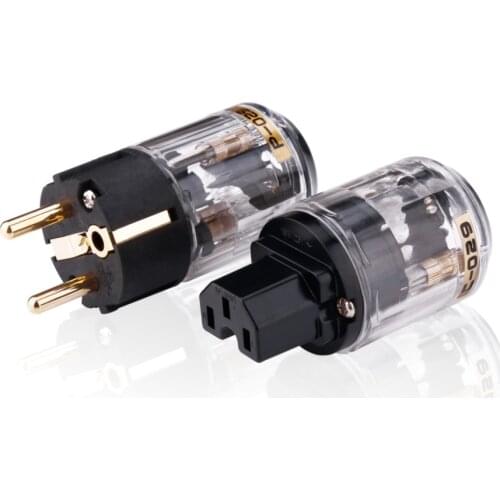 Oyaide P-029E+C-029 Schuko Power Plug hifi IEC Connector DIY For Audio Pair plug adapter Pair