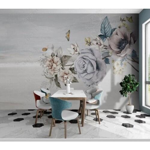 Papel de parede Nordic retro flower art luxury 3d wallpaper mural,living room tv wall bedroom wall papers home decor