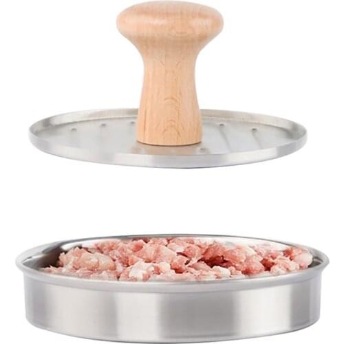 Round Shape Hamburger Press Stainless Steel Hamburger Meat Beef Grill Burger Press Patty Maker Mold Kitchen Meat Tools