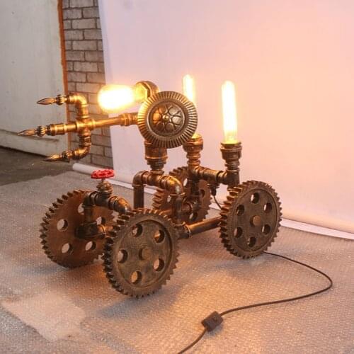 Loft Industrial Table Light Chariot Decorative Table Lamp Bar Study Dining Room Coffee Shop Shop Night Lamp Retro Creative Lamp