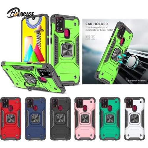 For Samsung M31 Armor Shockproof Case for Samsung Galaxy M31 M 31 Drop Protective Defender Magnet Holder Ring Case Cover