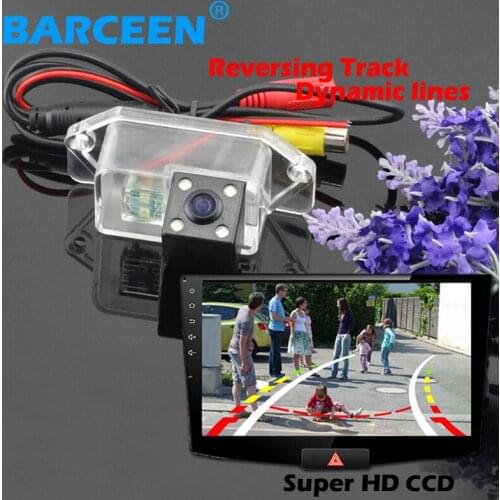 Wire 170 lens angle car rear reversing camera 4 led and Dynamic track line ccd image sensor use for Mitsubishi lancer