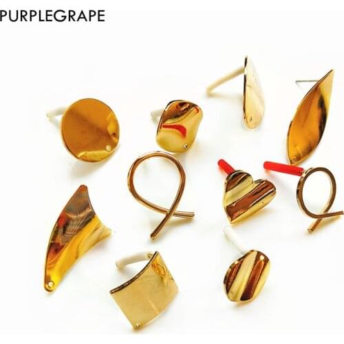 PURPLEGRAPE Minimalist European and American Geometry Pendant Glossy Earrings DIY Handmade Accessories a pack of 4